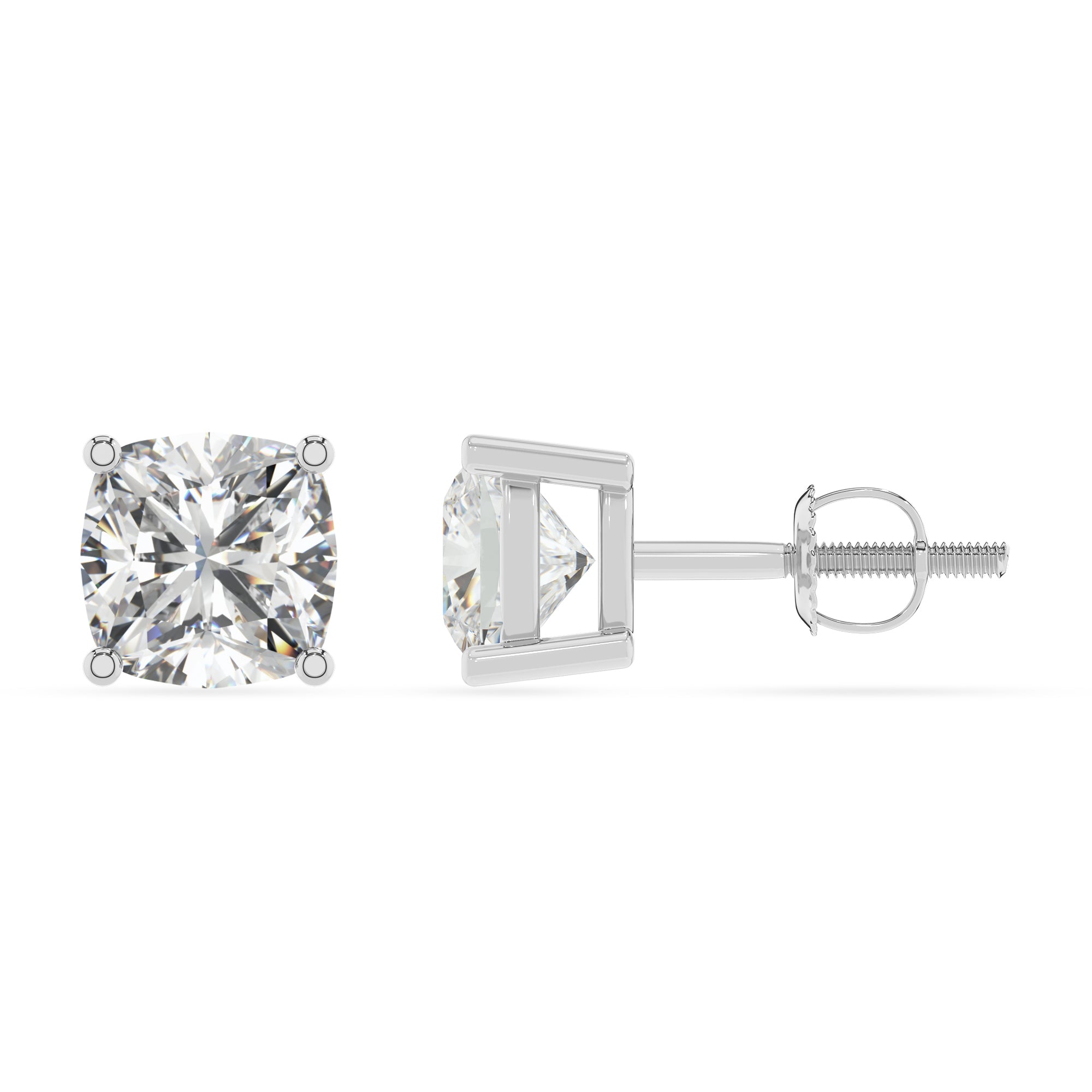 lab grown moissanite cushion stud earrings 