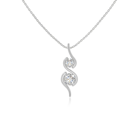 moissanite 2 stone infinity necklaces in sterling silver 