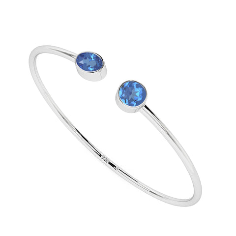 natural kyanite round-oval shape 2-stone twister bracelet