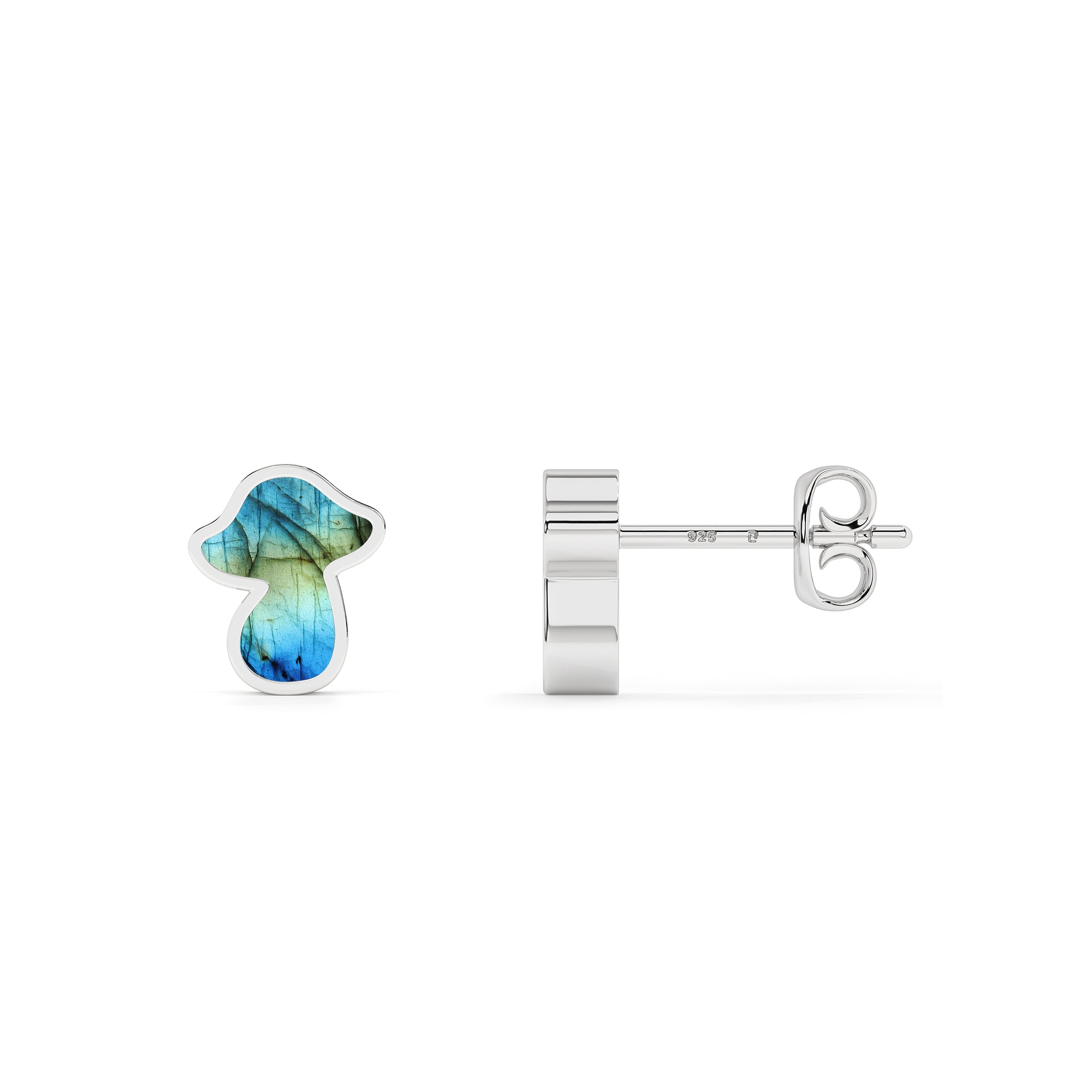 natural labradorite mushroom shape stud earrings