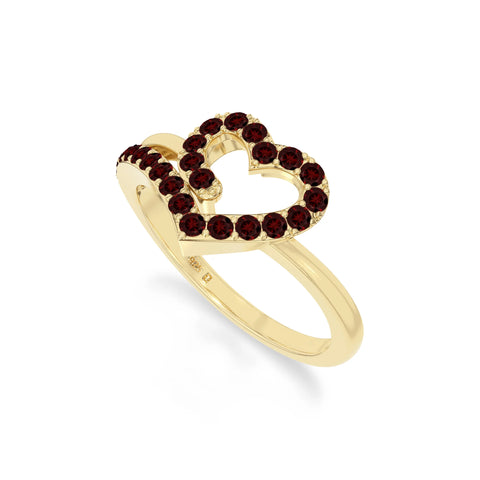 natural garnet heart promise rings in yellow gold vermeil
