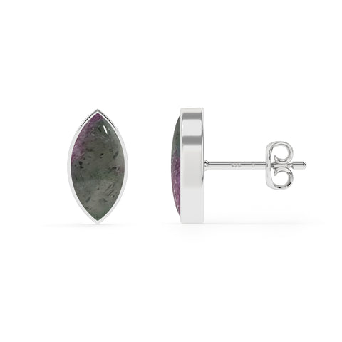 natural ruby zoisite marquise shape stud earrings