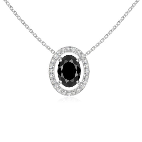 natural black-onyx solitaire halo necklaces in sterling silver 
