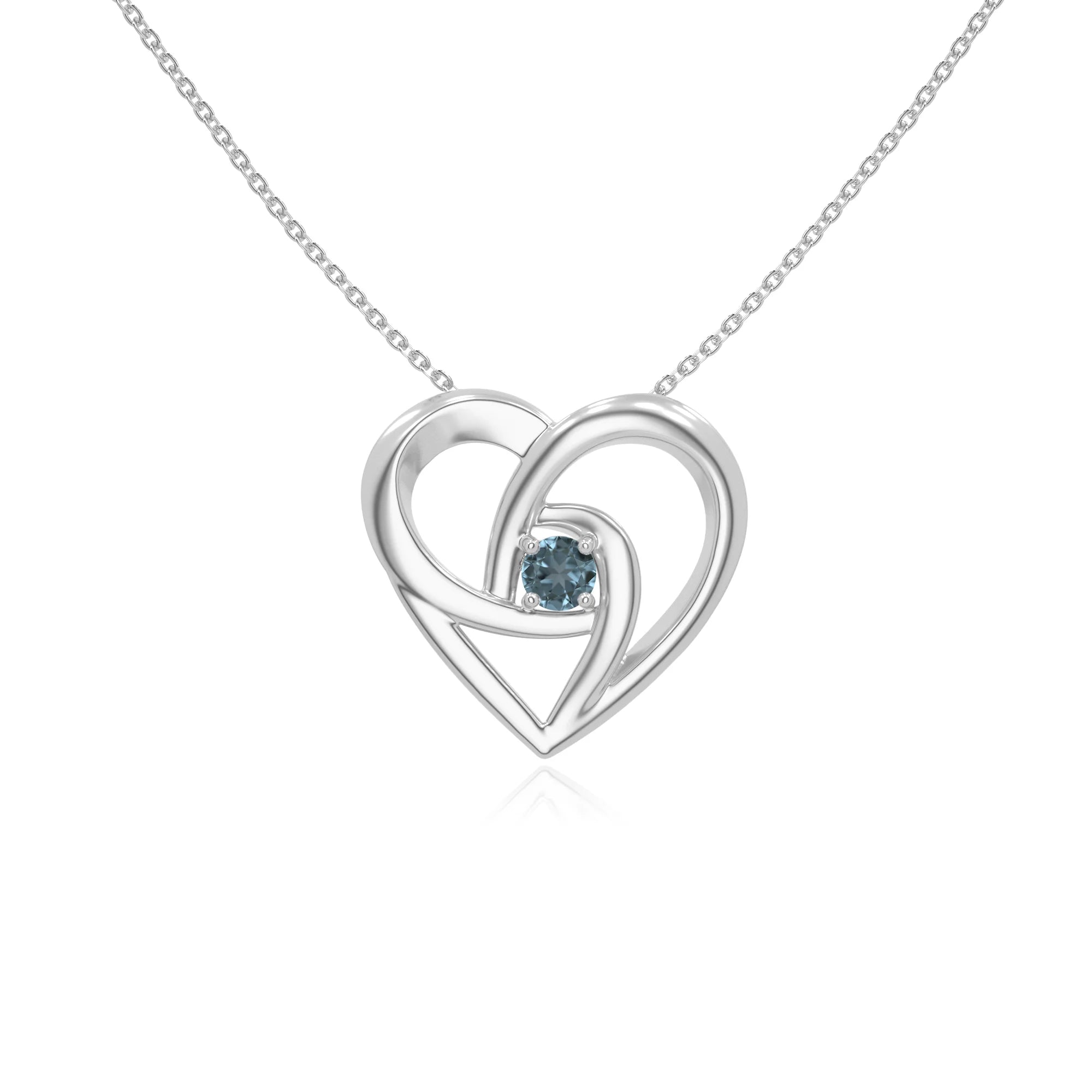 natural london-blue-topaz floral heart necklaces in sterling silver 