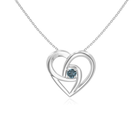 natural london-blue-topaz floral heart necklaces in sterling silver 