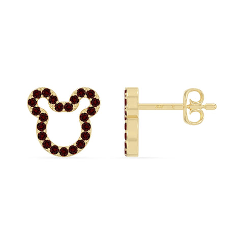 natural garnet mouse stud earrings in yellow gold vermeil 