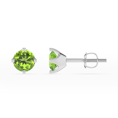 natural peridot round stud earrings 