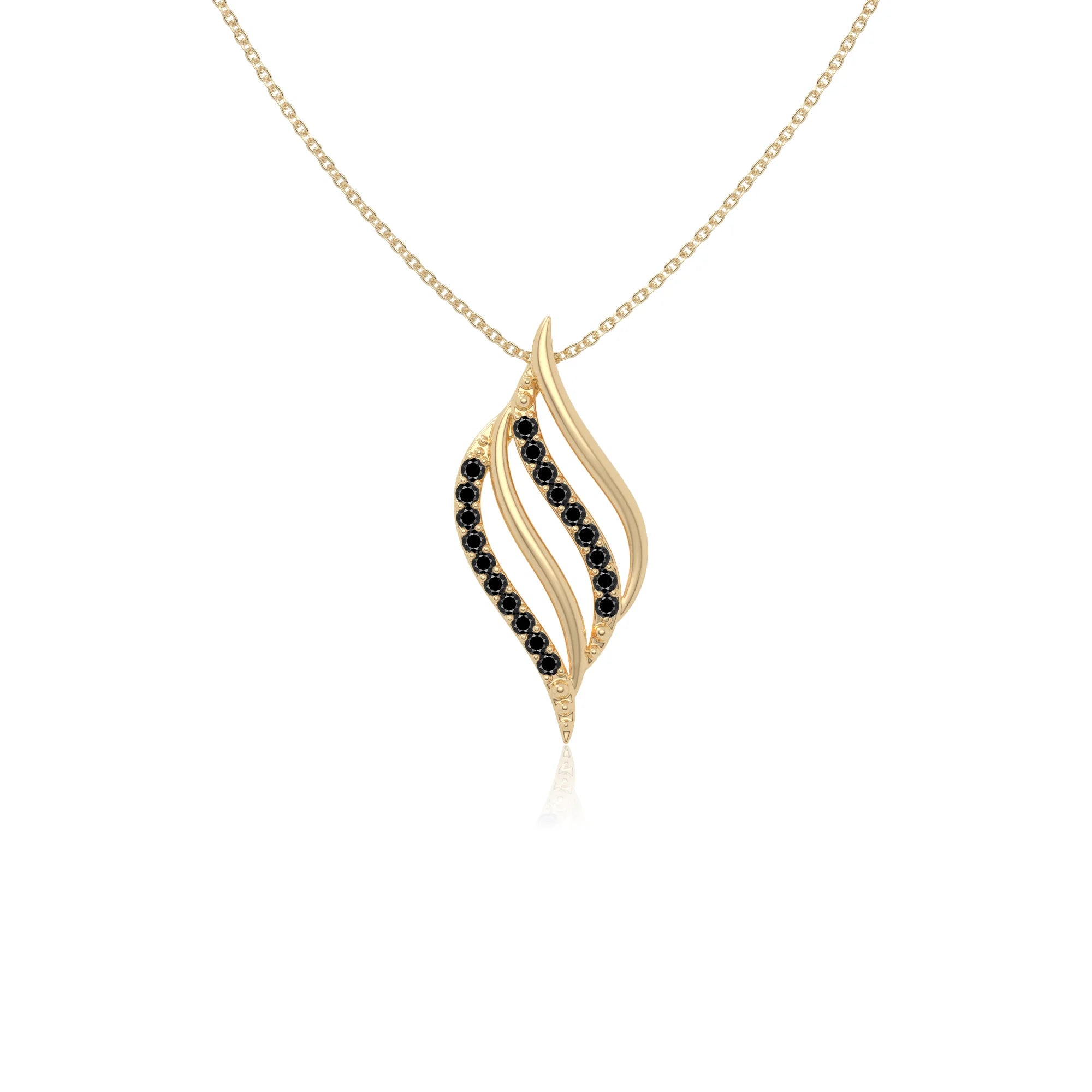 natural black-onyx flame necklaces in yellow gold vermeil 