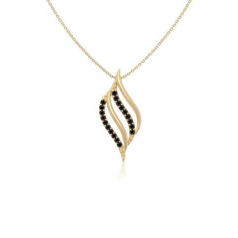 natural black-onyx flame necklaces in yellow gold vermeil 