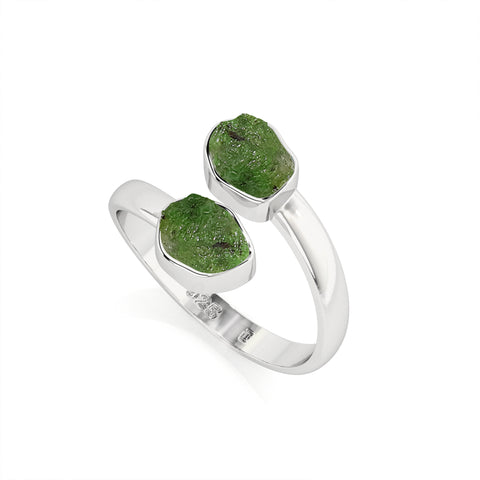 emerald rough shape stackable bezel-set ring