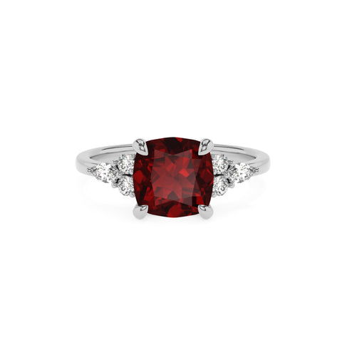 natural garnet cushion solitaire engagement ring