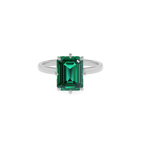 lab-grown emerald emerald solitaire engagement ring