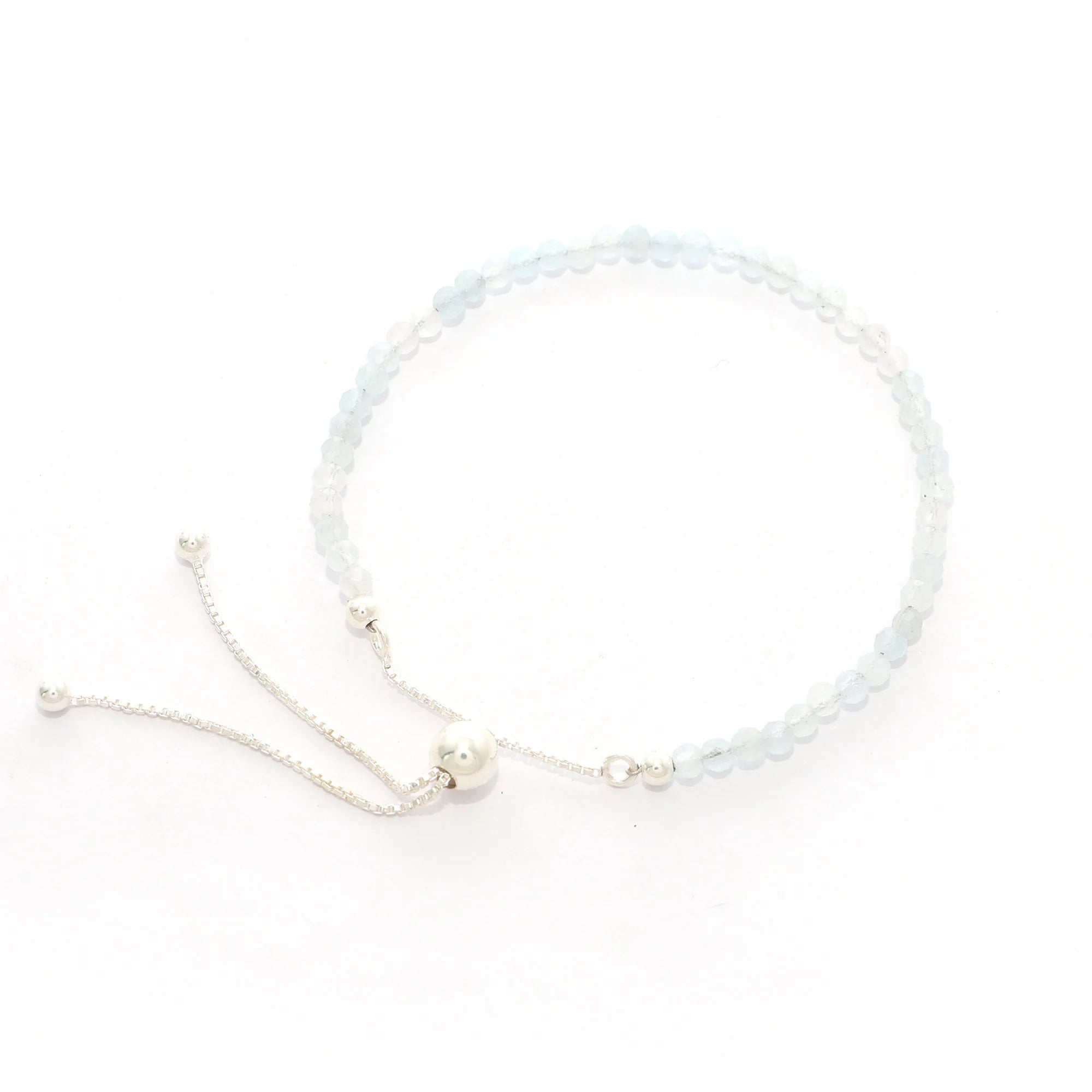 natural aquamarine round shape bolo bracelet