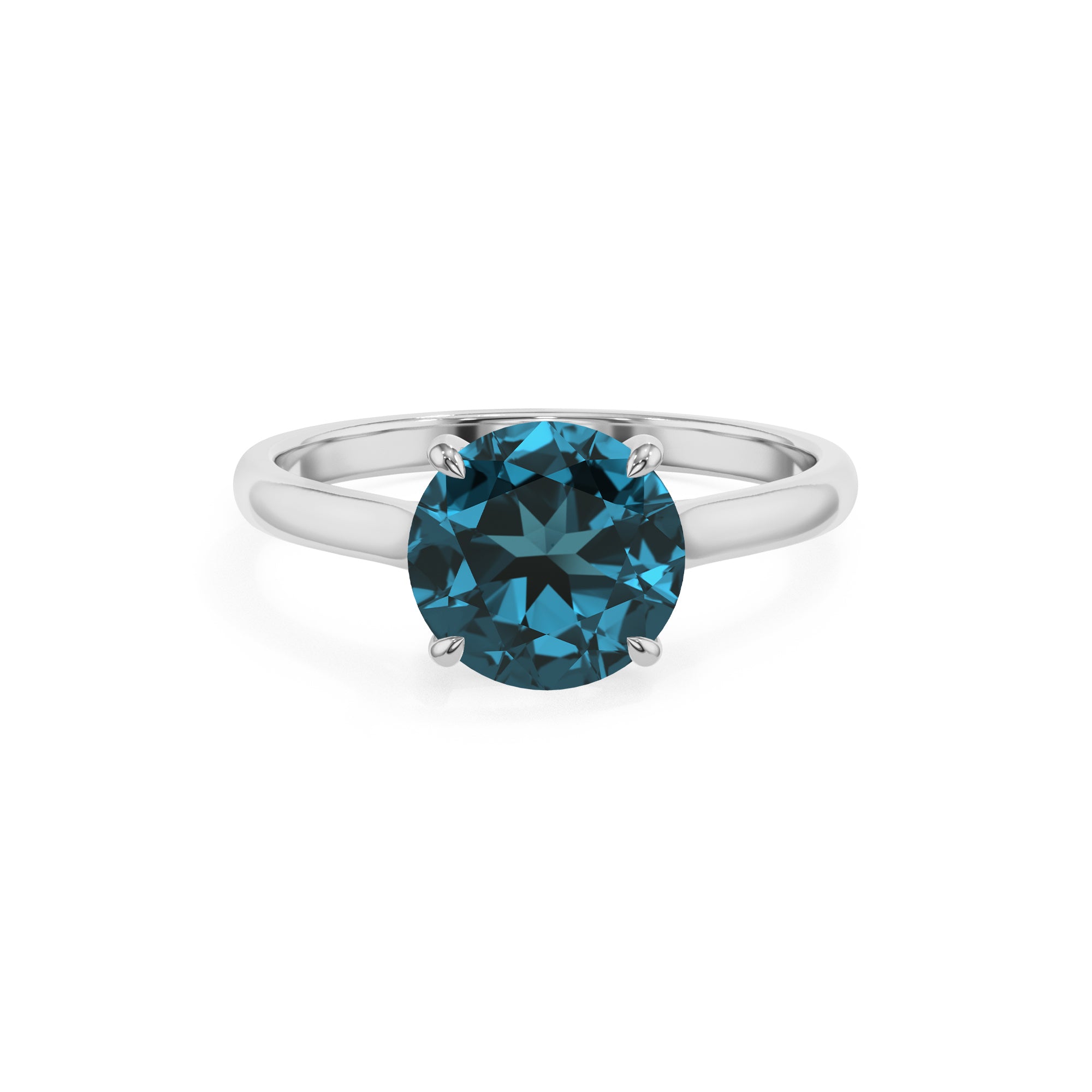 natural london blue topaz round solitaire engagement ring