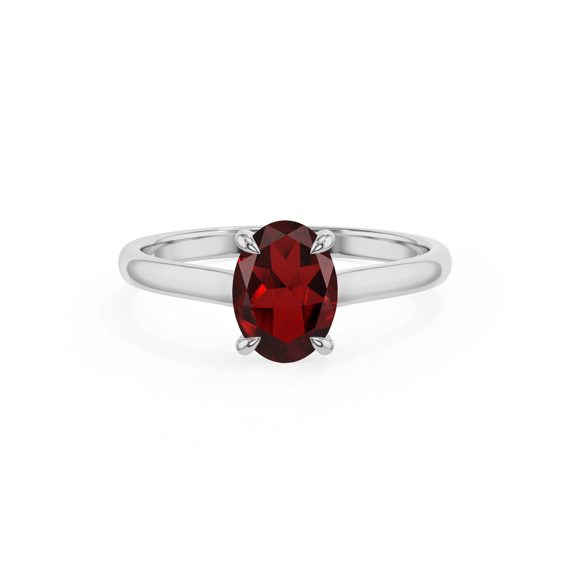 natural garnet oval solitaire engagement ring