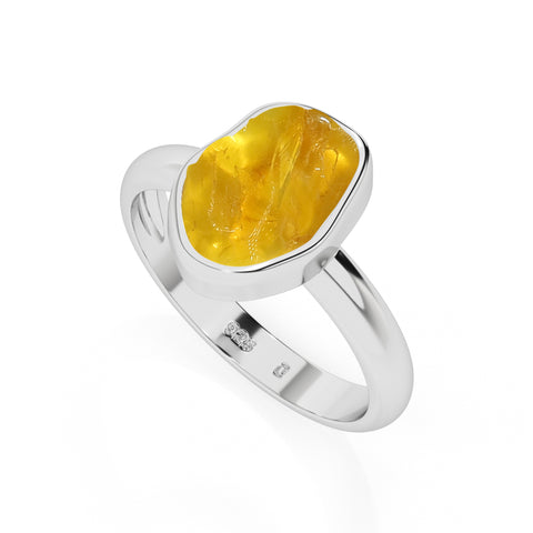 amber rough shape stackable bezel-set ring