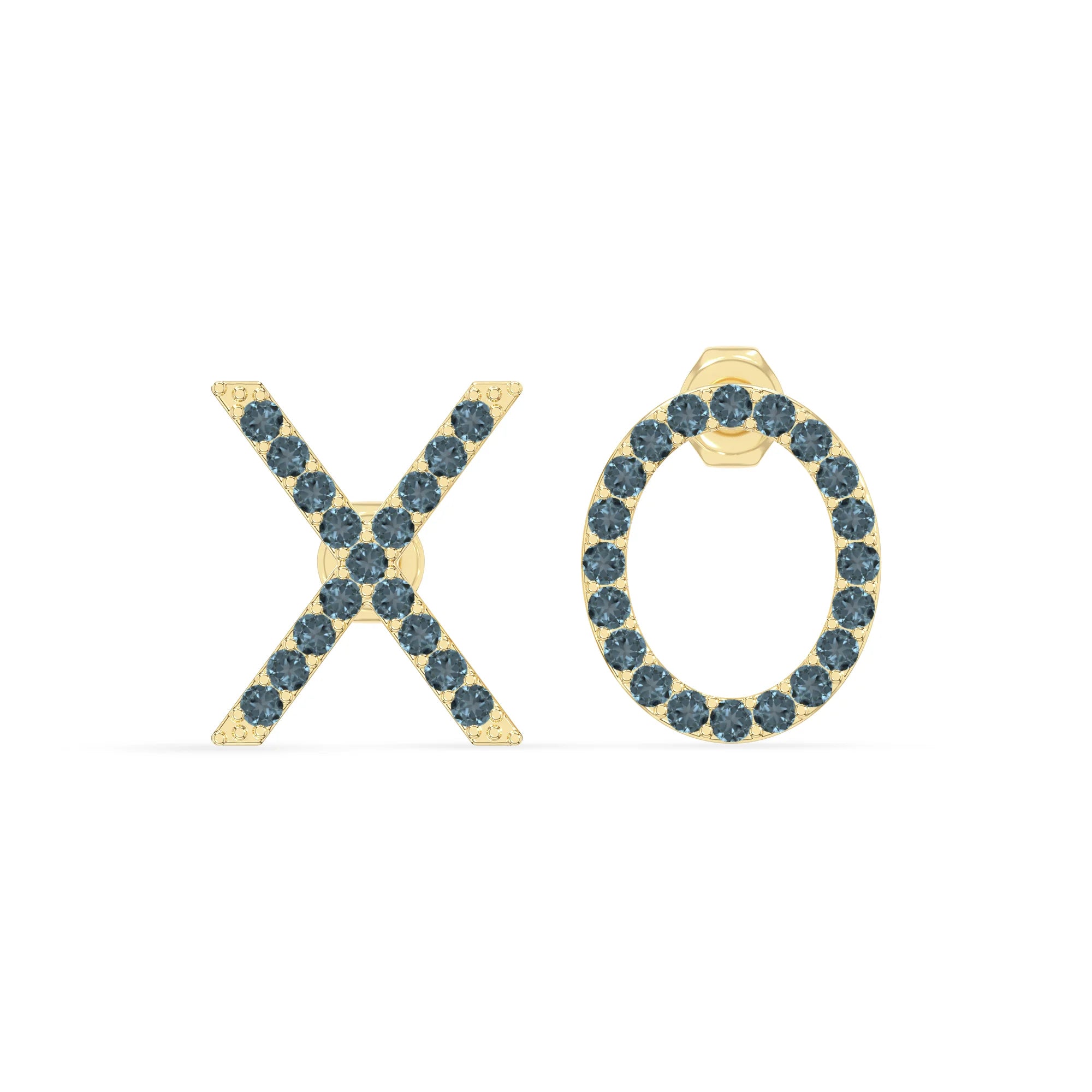 natural london-blue-topaz xo stud earrings in yellow gold vermeil 