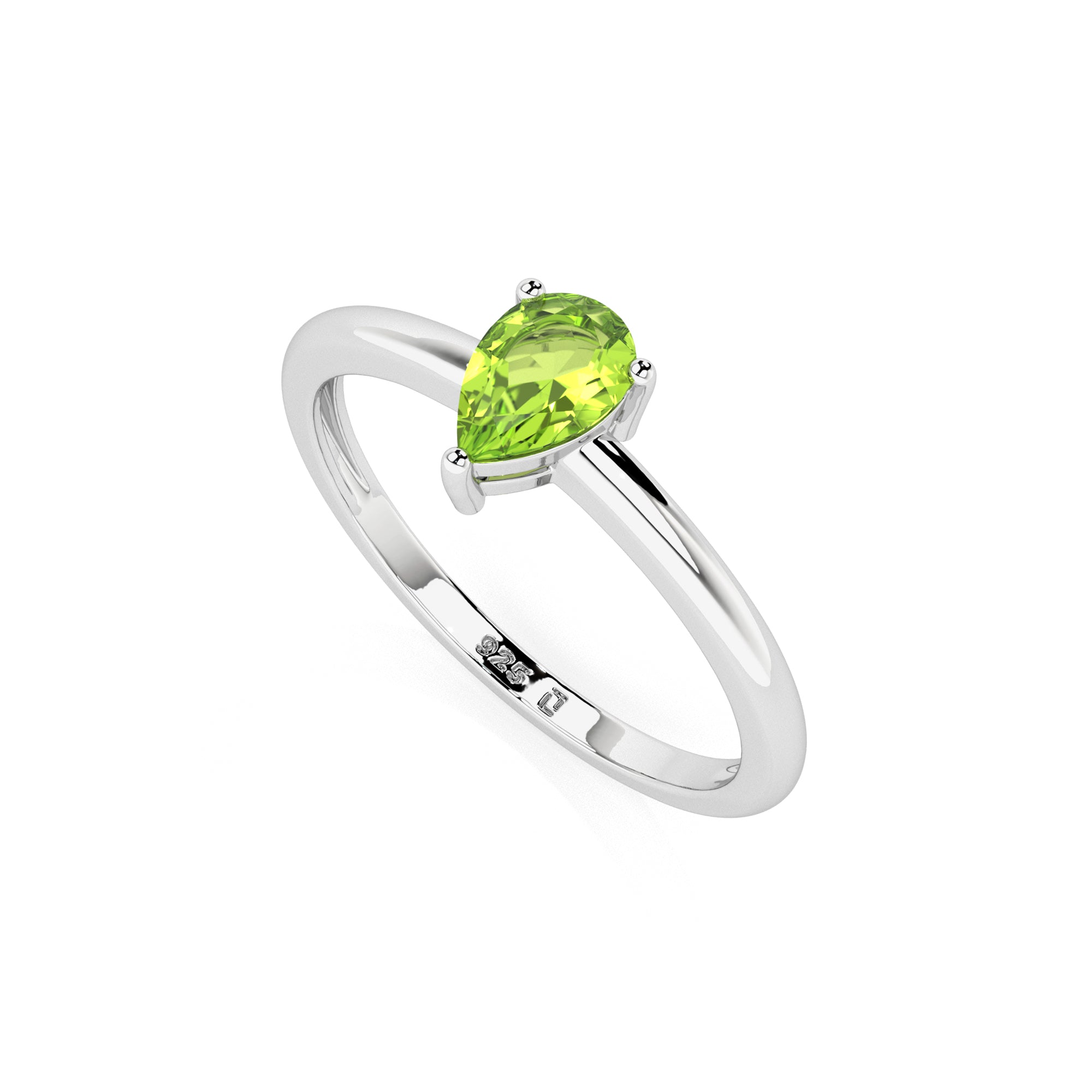 peridot pear cut stackable prong-set ring