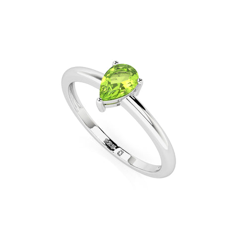 peridot pear cut stackable prong-set ring