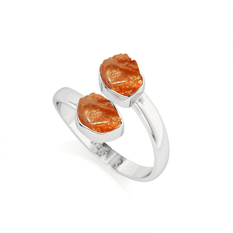 sunstone rough shape stackable bezel-set ring