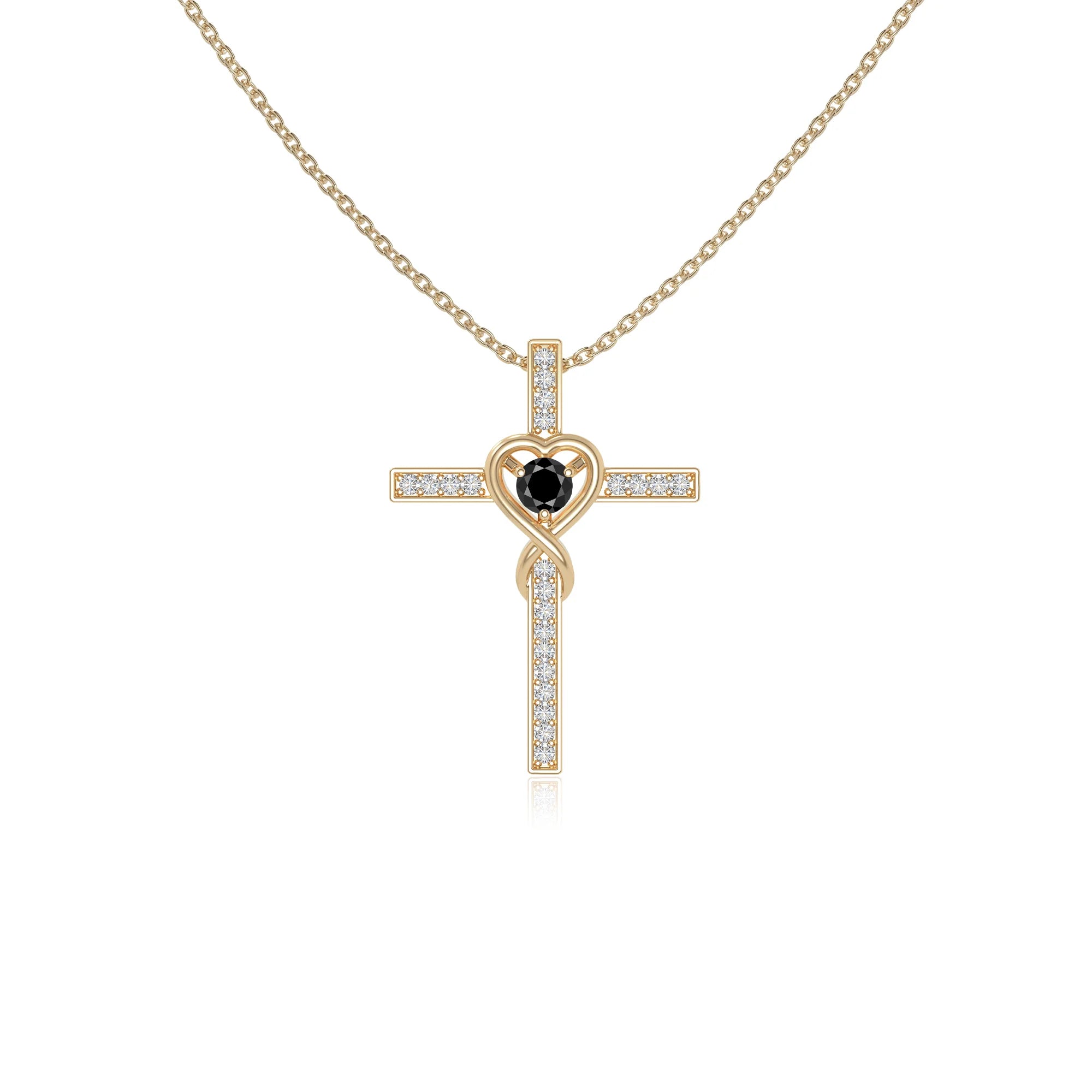 natural black-onyx infinity cross necklaces in yellow gold vermeil 