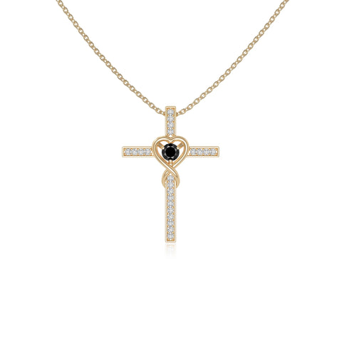 natural black-onyx infinity cross necklaces in yellow gold vermeil 