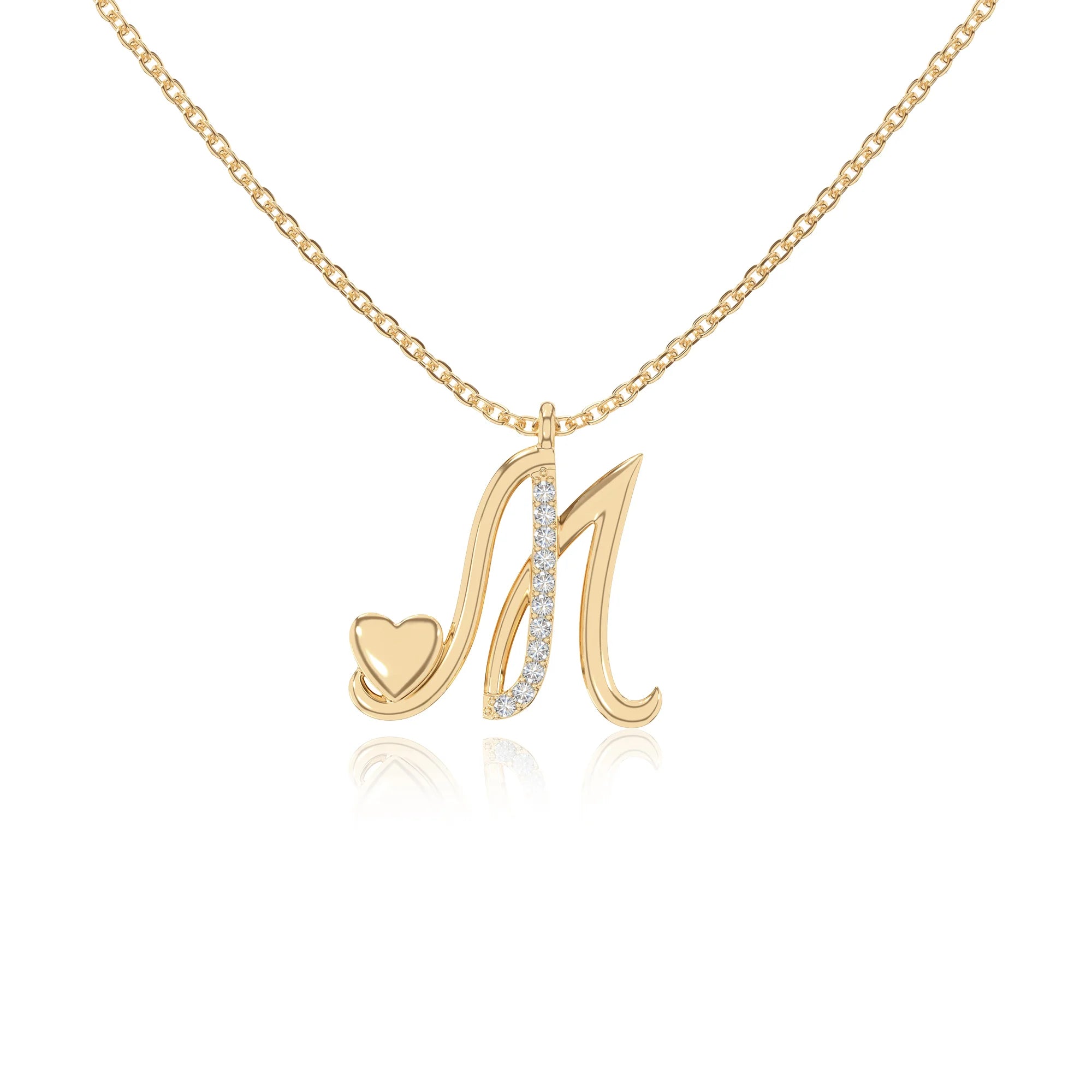 moissanite Initials necklaces in yellow gold vermeil 