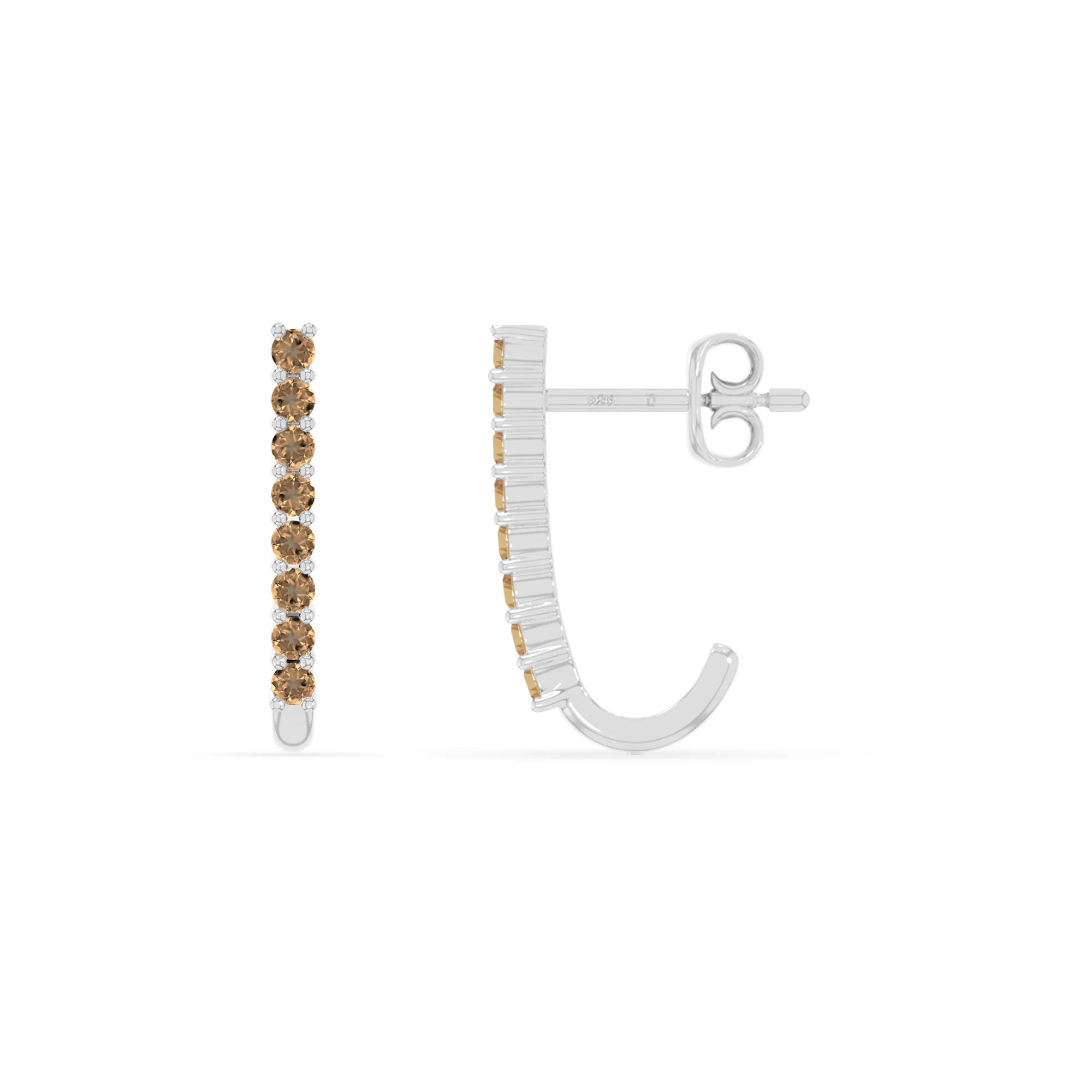 natural citrine hoop earrings in sterling silver 
