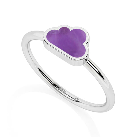 amethyst cloud shape stackable bezel-set ring