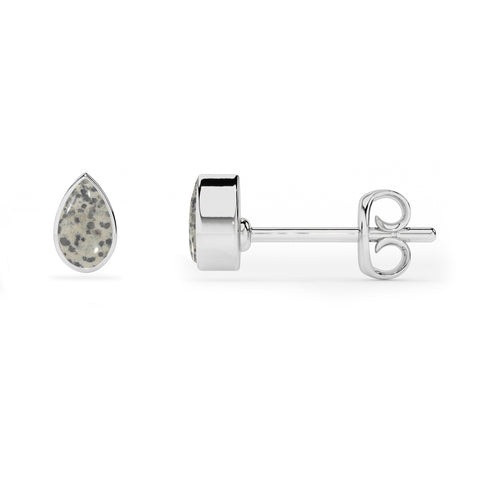 natural dalmatian pear shape stud earrings