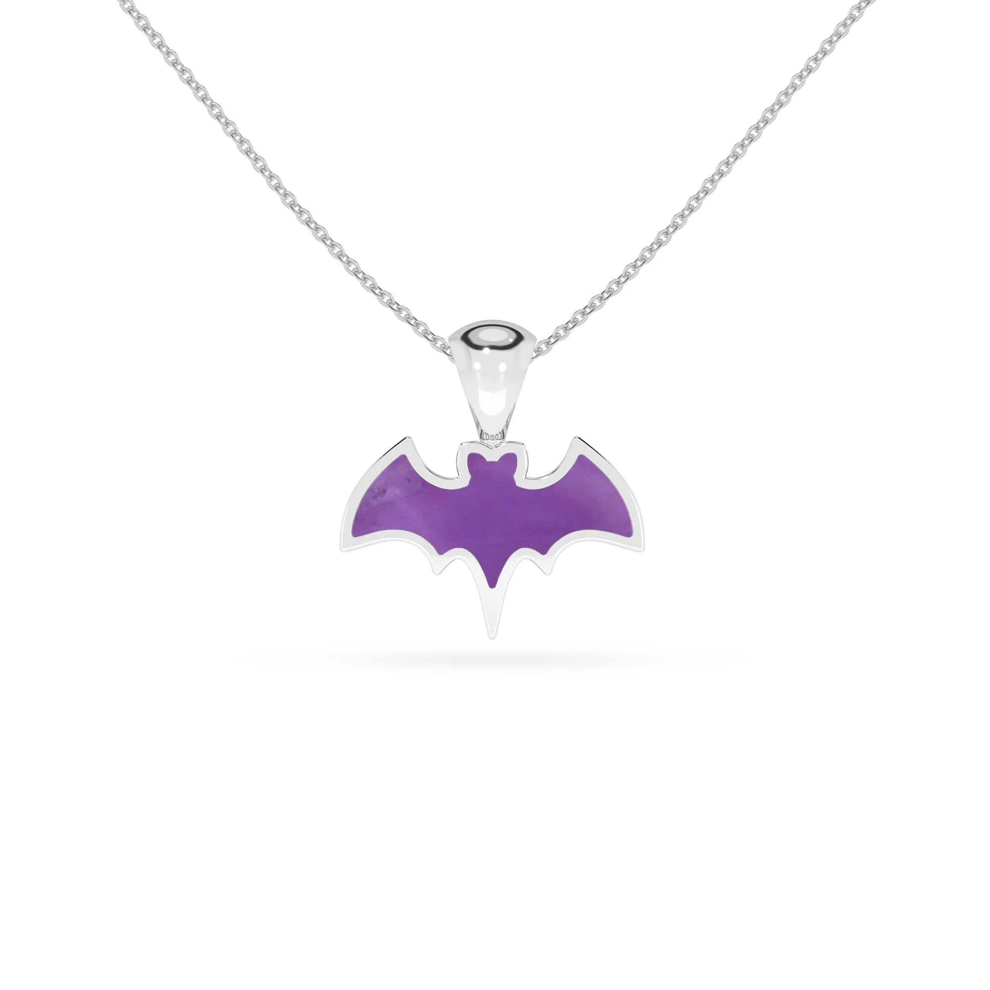 natural amethyst bat shape pendant necklace