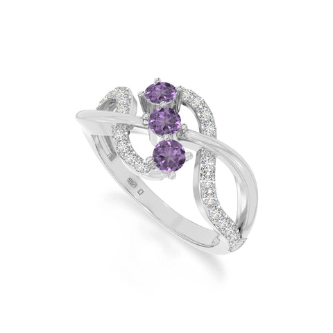 natural amethyst infinity promise rings in sterling silver 