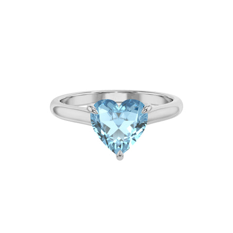 lab grown aquamarine heart solitaire engagement ring