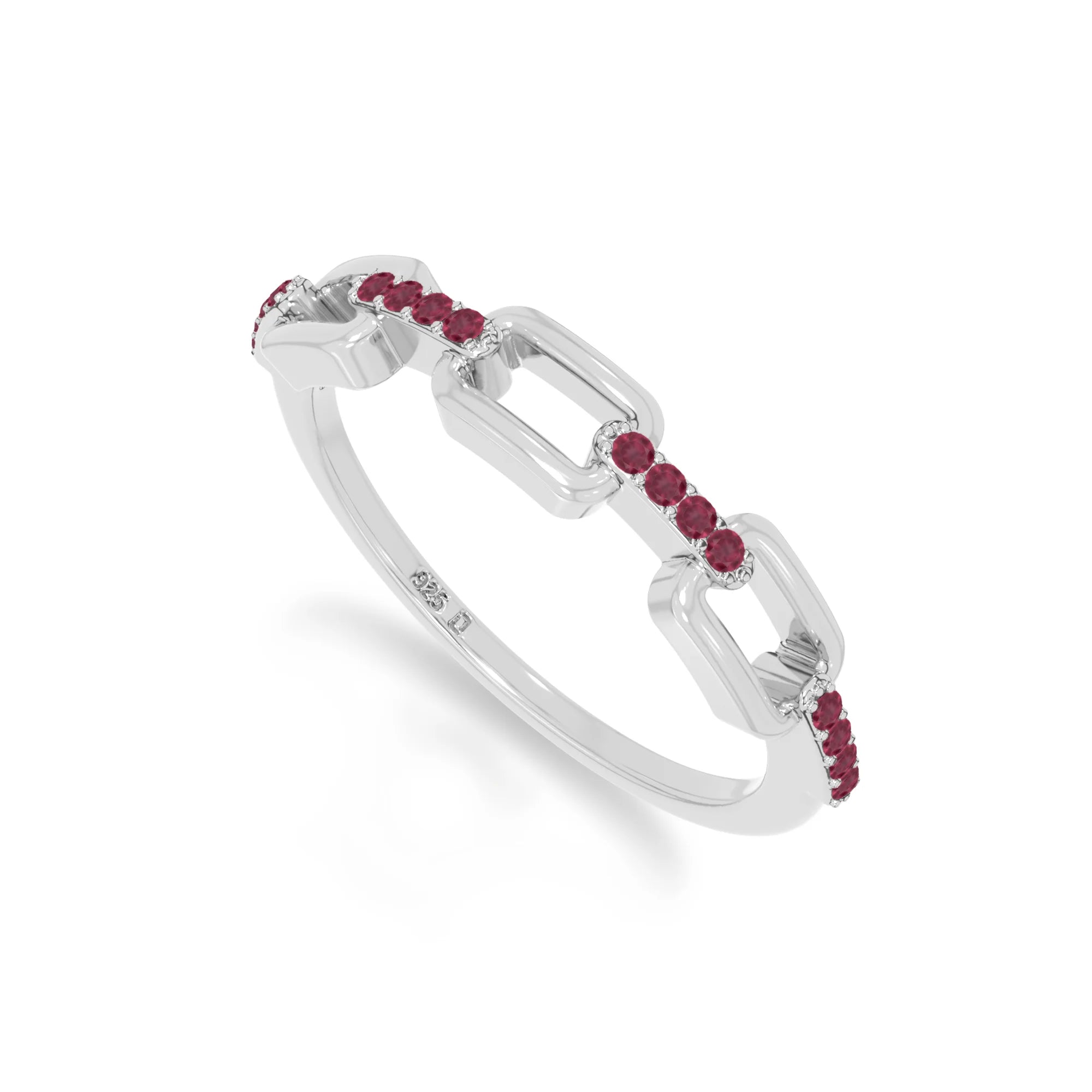 natural ruby interlocking wedding band rings in sterling silver 