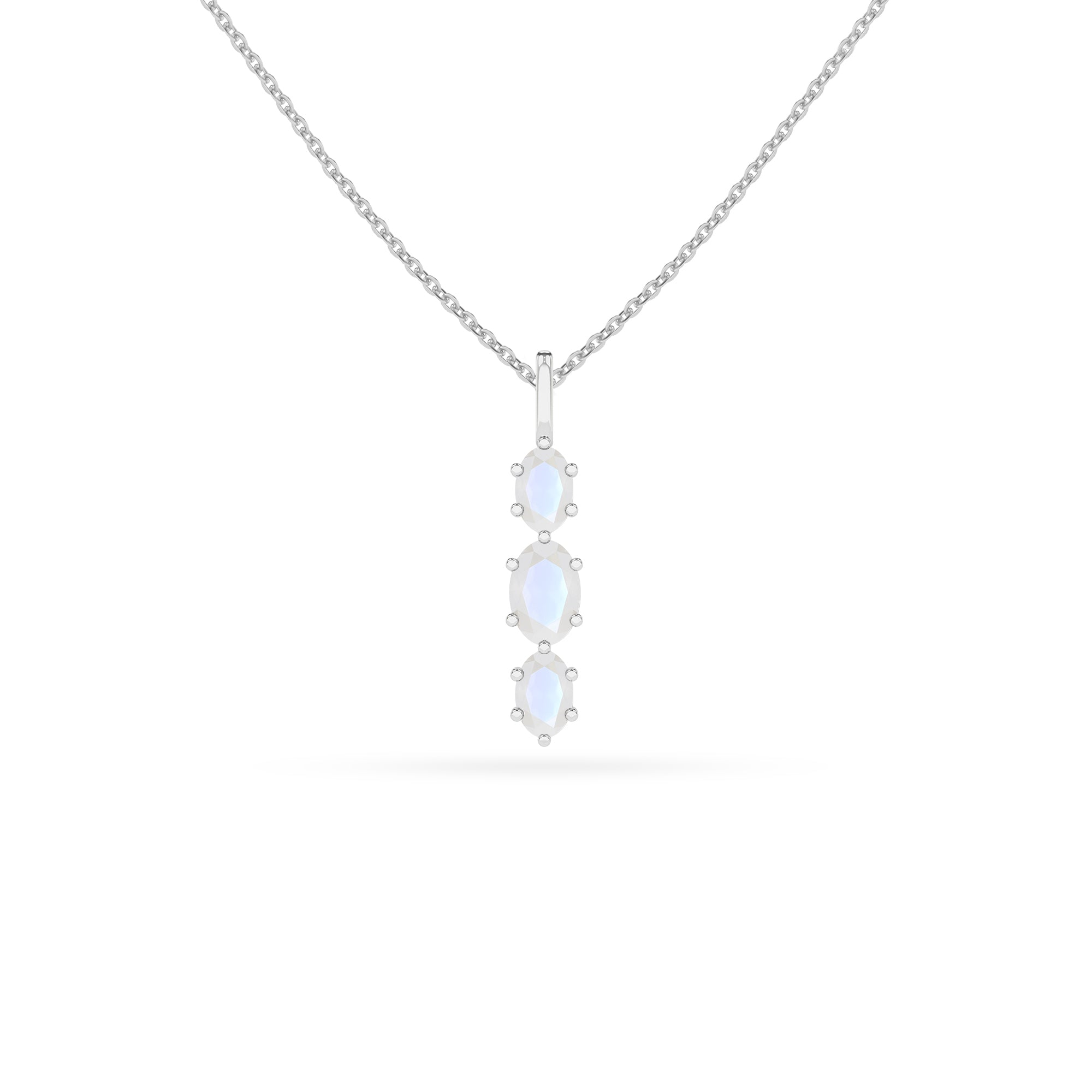 natural rainbow-moonstone oval shape pendant necklace