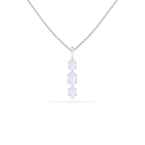 natural rainbow-moonstone oval shape pendant necklace