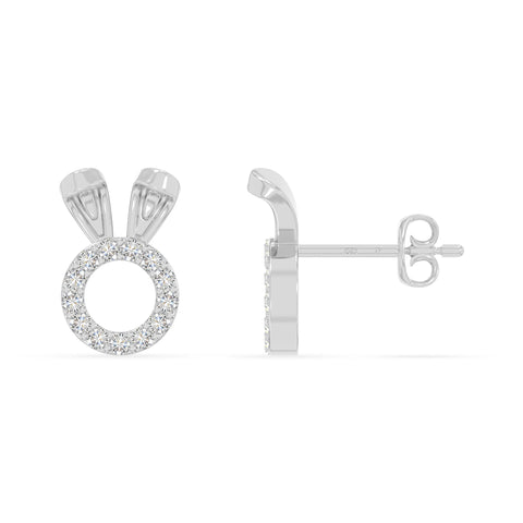 moissanite bunny-rabit stud earrings in sterling silver 