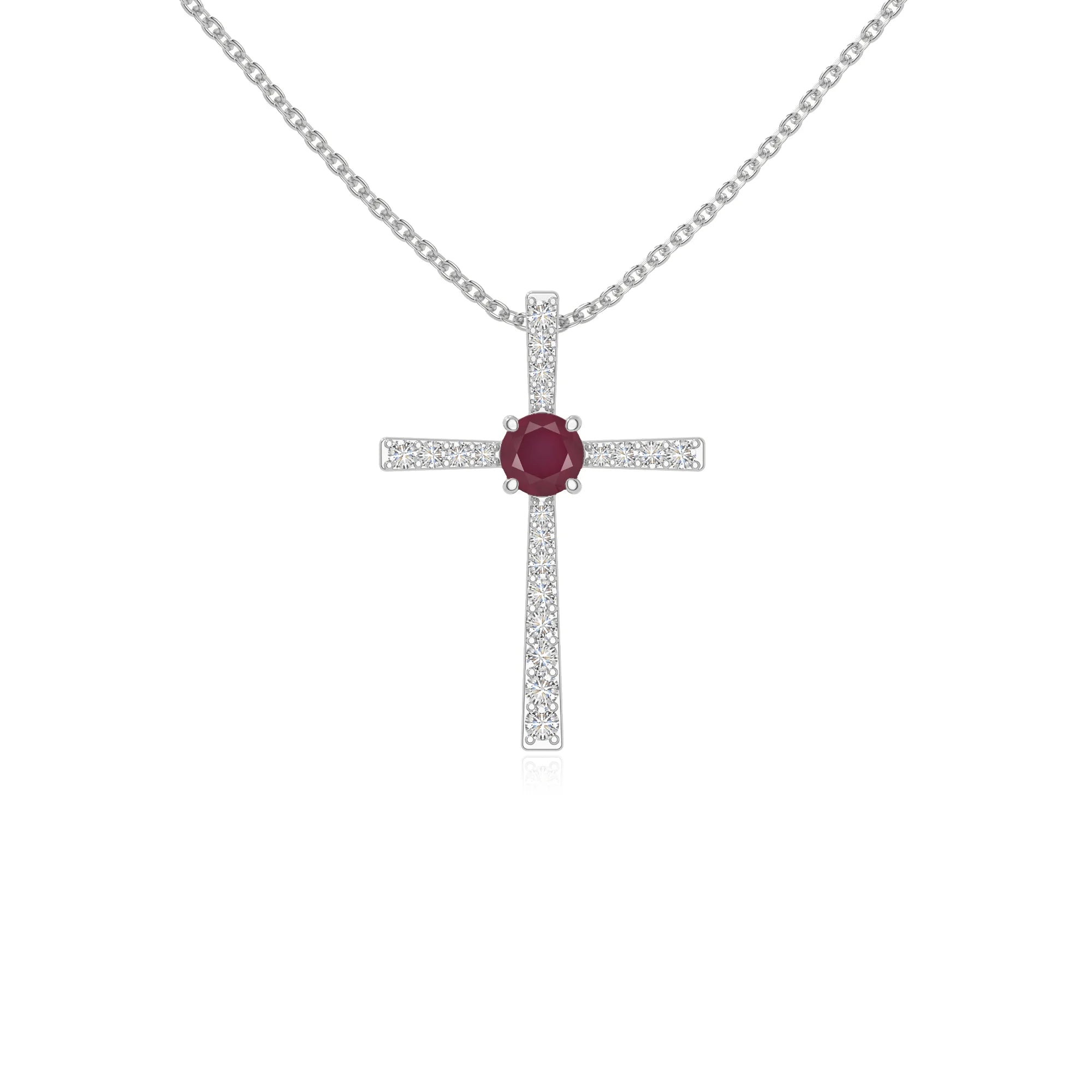 natural ruby cross necklaces in sterling silver 