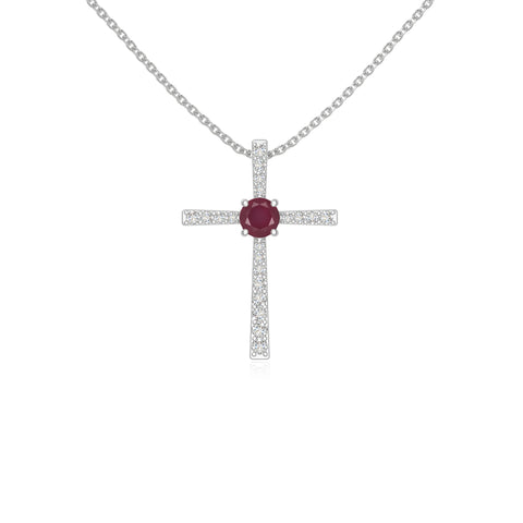 natural ruby cross necklaces in sterling silver 
