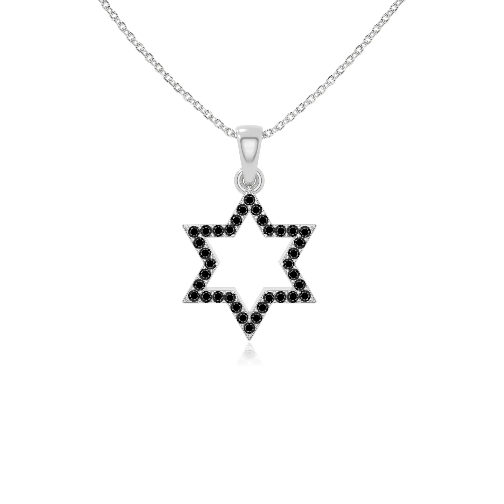 natural black-onyx star of david necklaces in sterling silver 