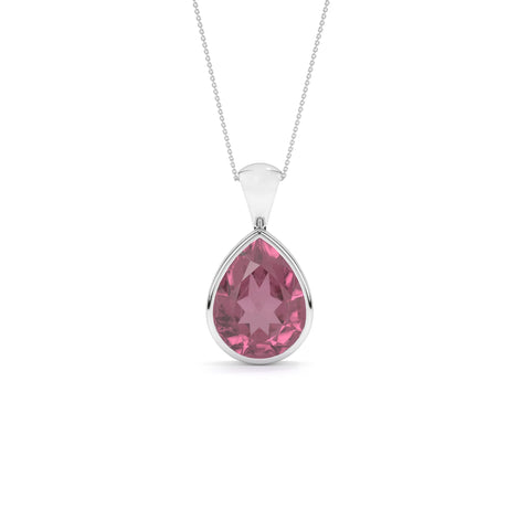 natural pink-tourmaline pear shape pendant necklace