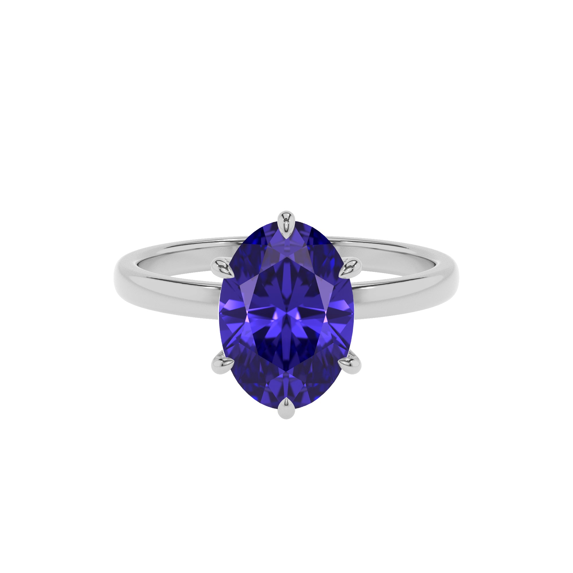 lab-grown tanzanite oval solitaire engagement ring