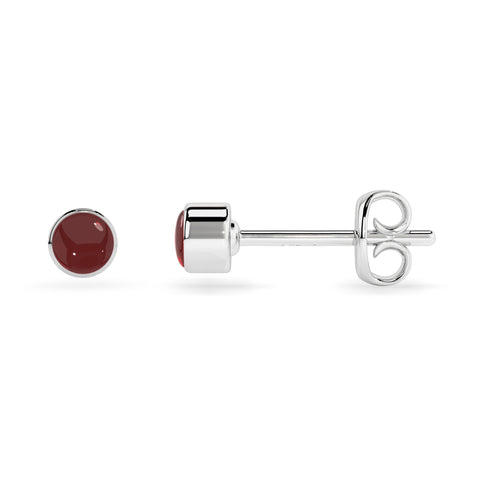 natural red garnet round shape stud earrings