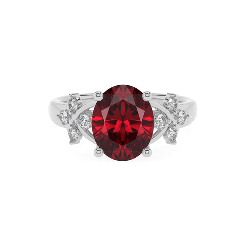 lab-grown ruby oval criss cross solitaire engagement ring