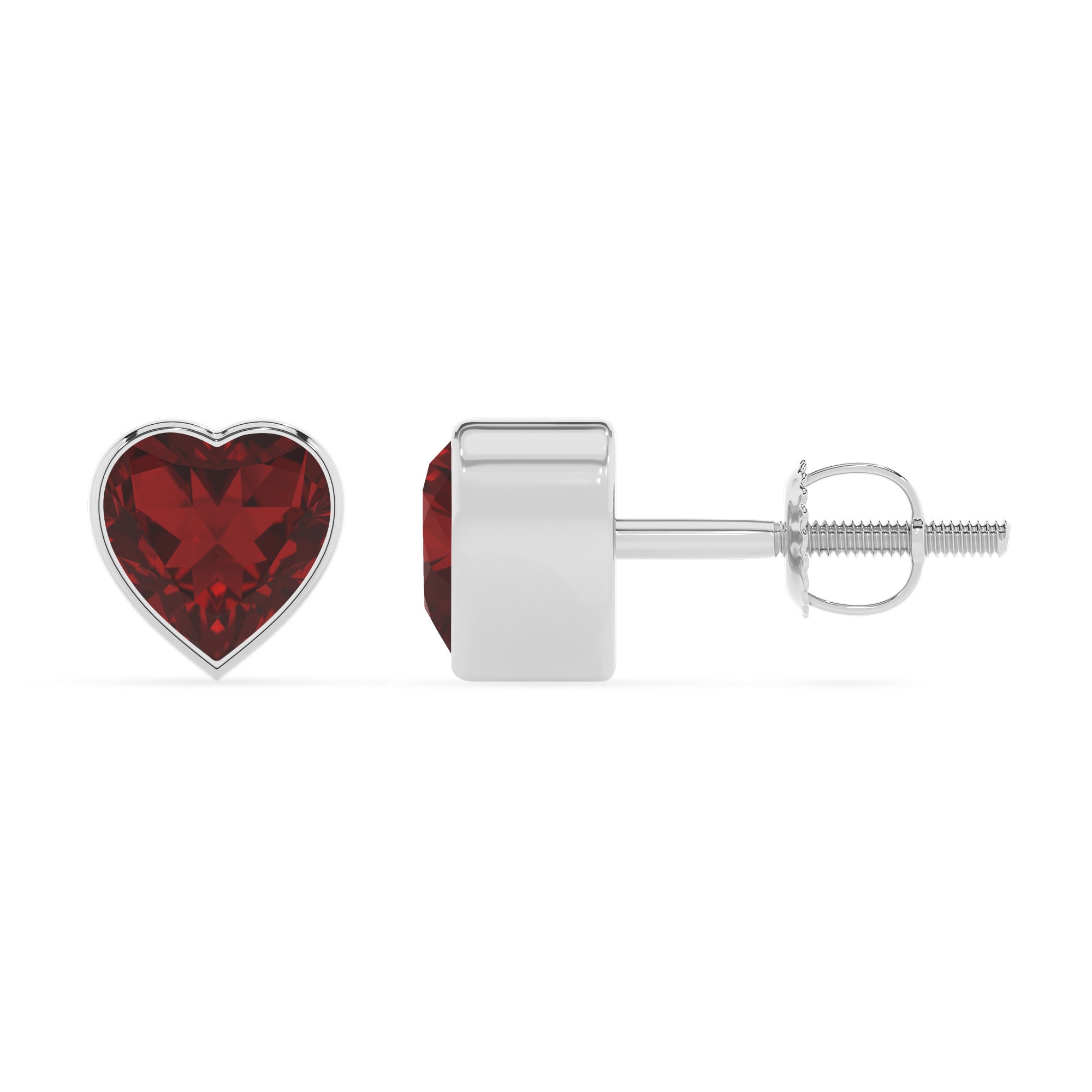 natural garnet heart stud earrings 