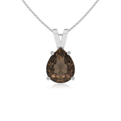 lab grown smoky quartz pear shape solitaire v-bale pendant necklace