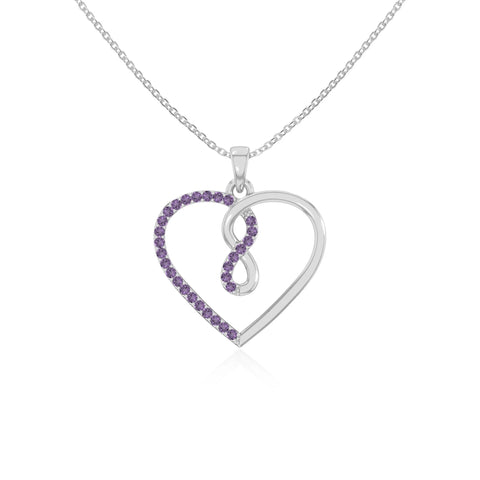 natural amethyst infinity heart necklaces in sterling silver 
