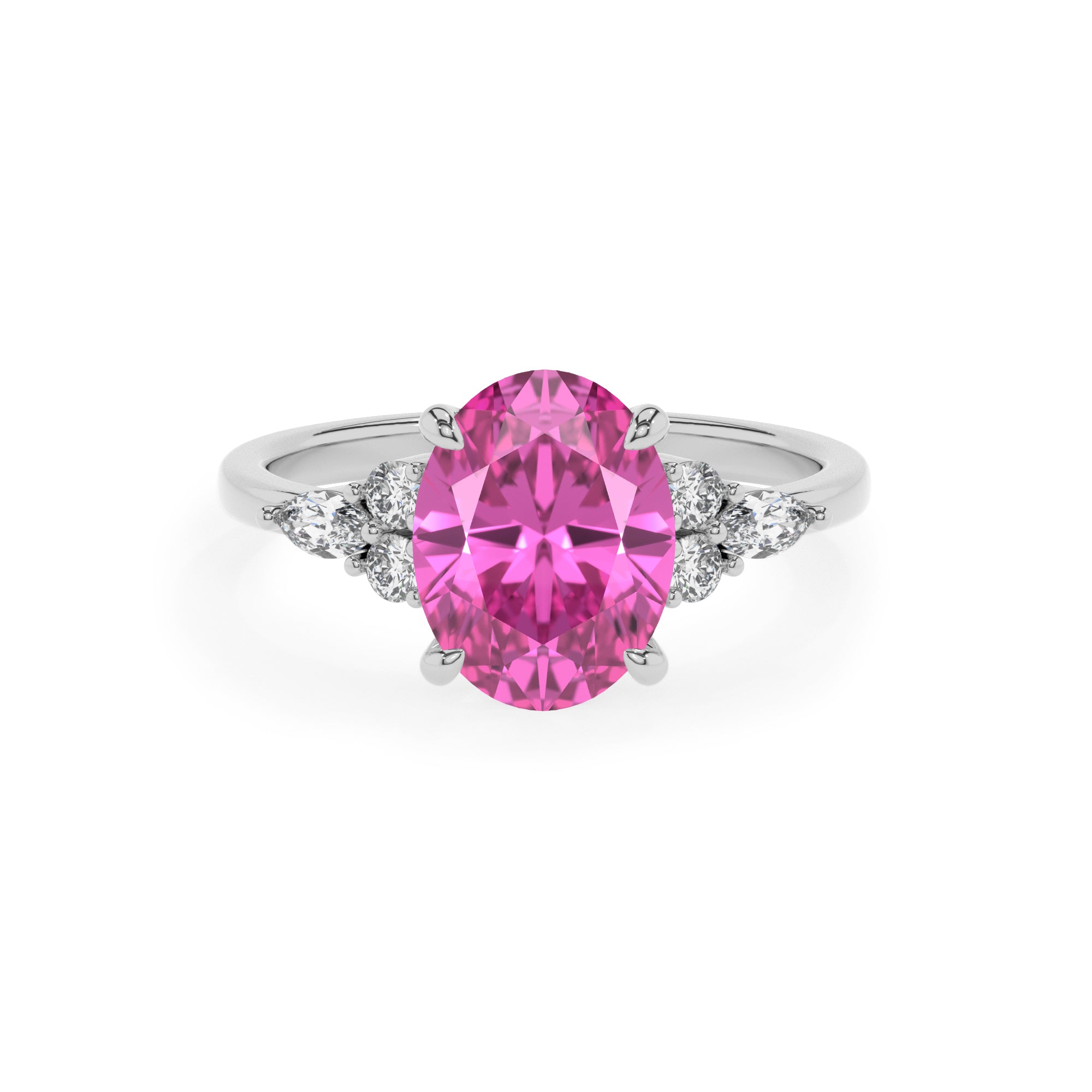 lab-grown pink-sapphire oval solitaire engagement ring