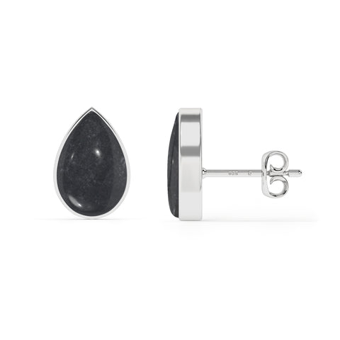 natural shungite pear shape stud earrings