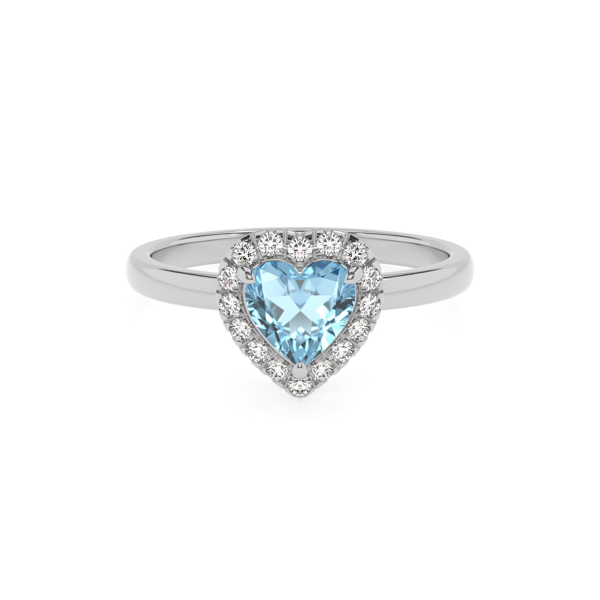 lab grown aquamarine heart halo solitaire engagement ring